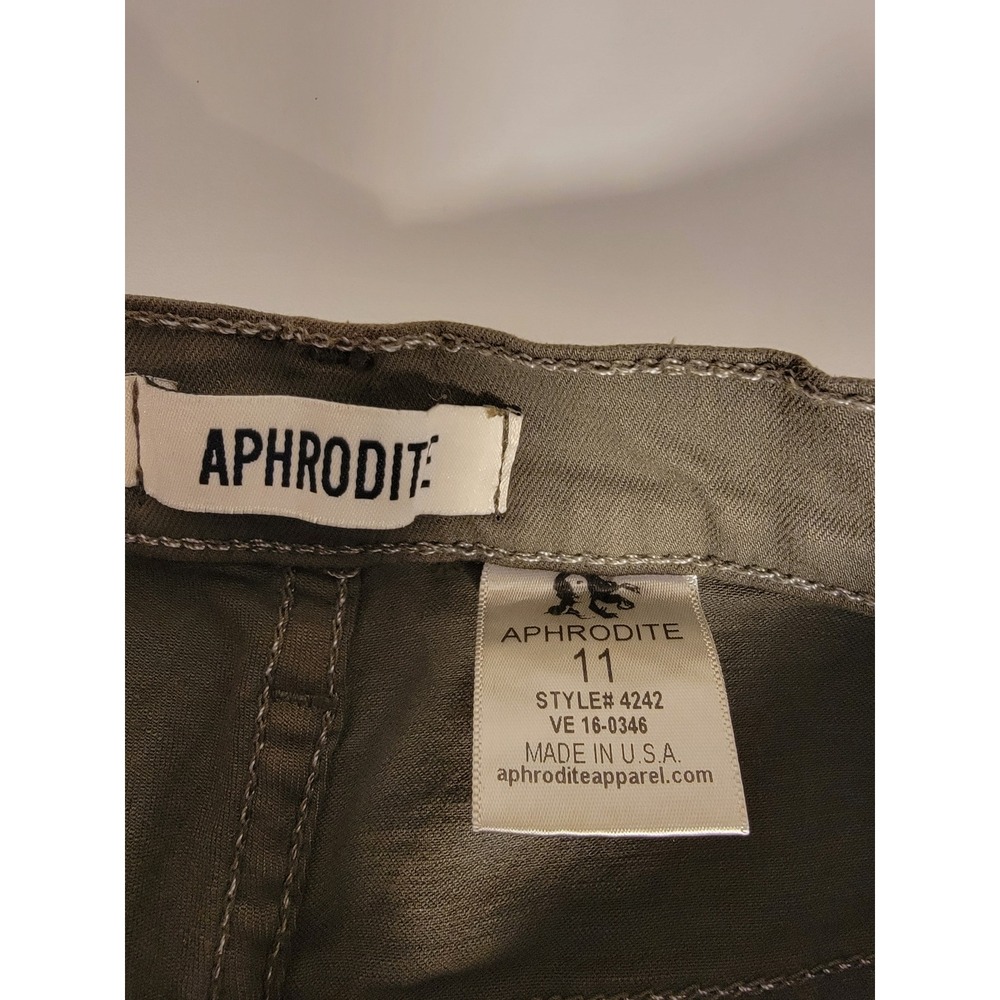 Aphrodite Olive Green High Rise Skinny Zipper Detail Pants Size 11 Style 4242